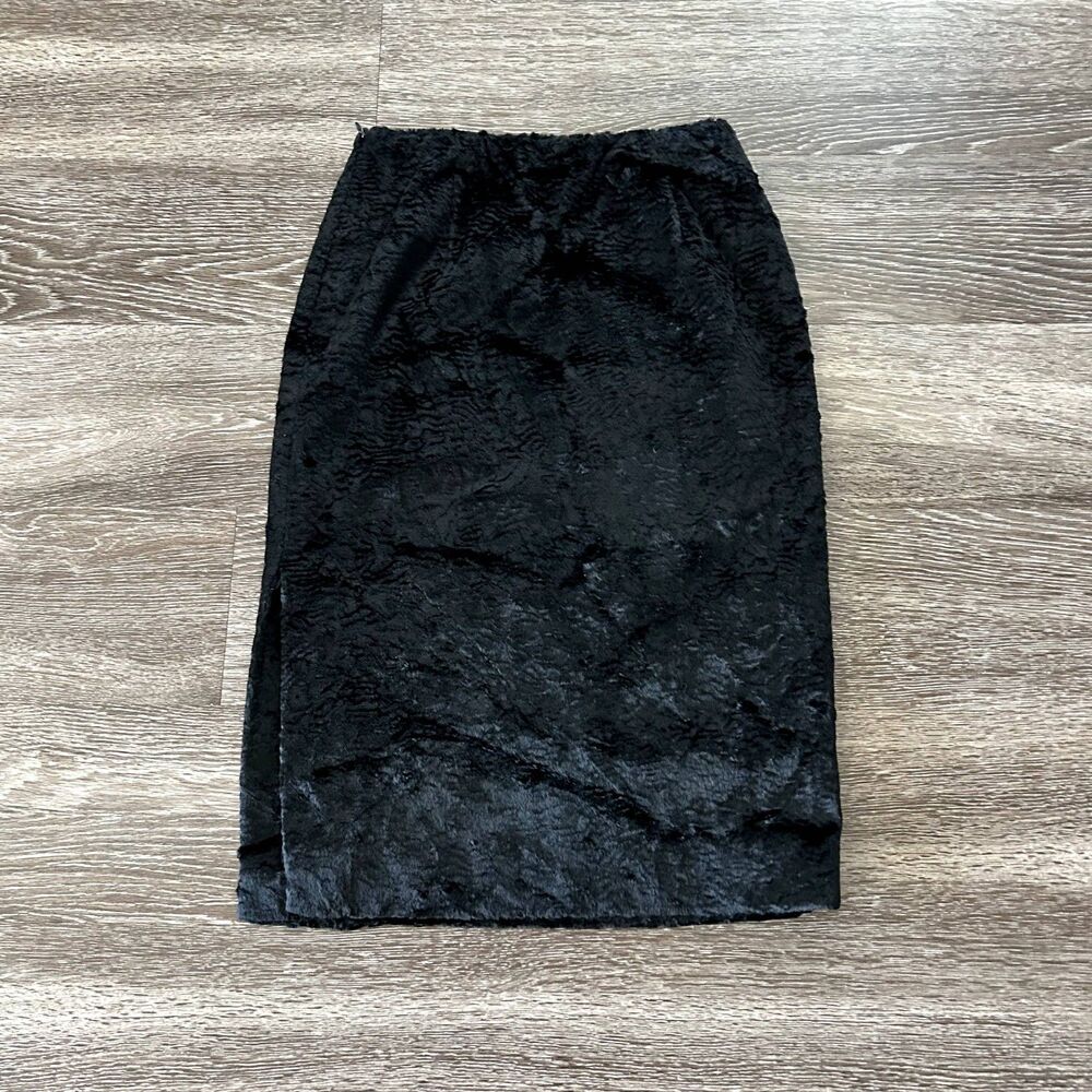 EUC‎ Strawberry-Fields Japanese Black Velvet Textured Pencil Skirt Size 1 Japan